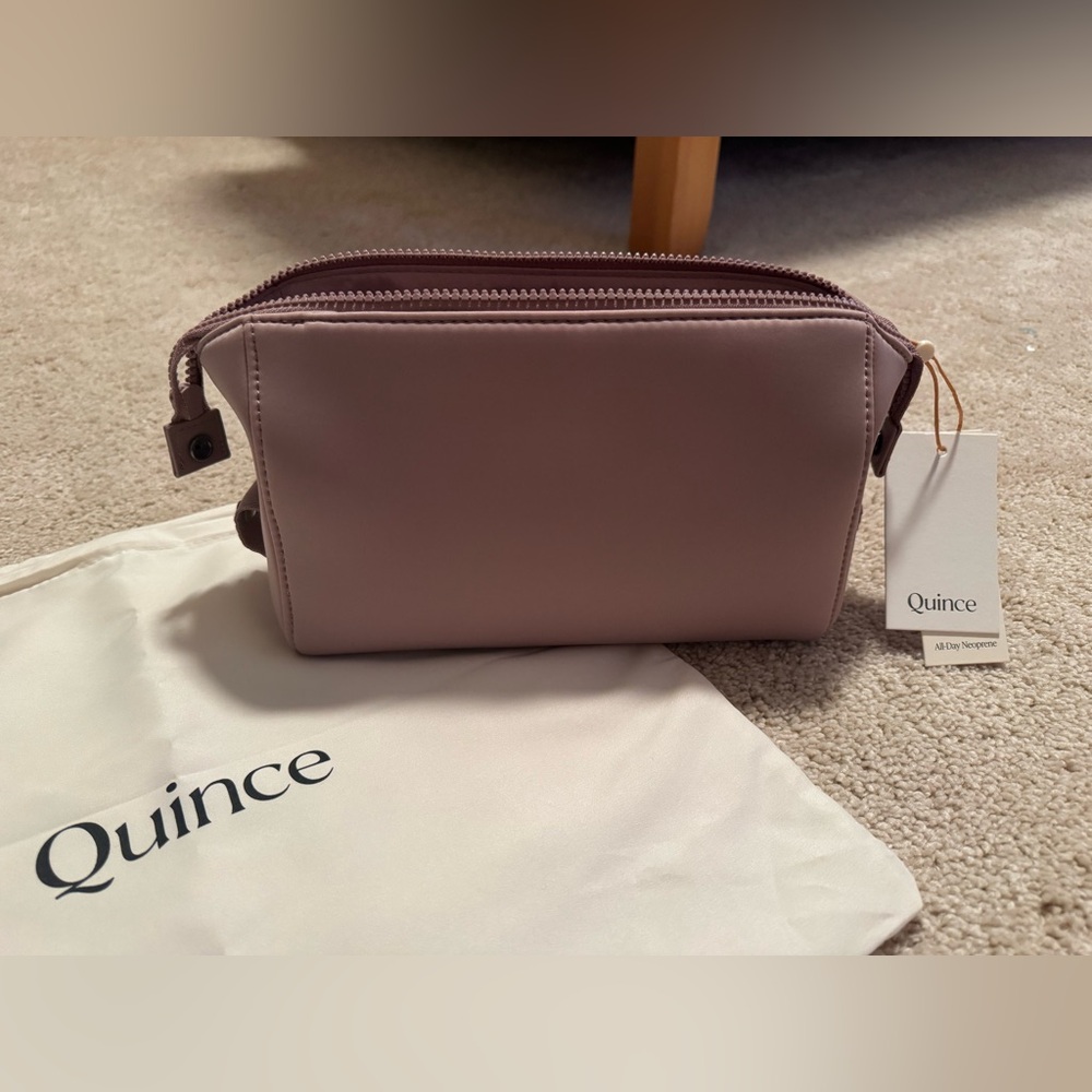 Quince Double-Zip Leather Cosmetic Pouch in Mauve
